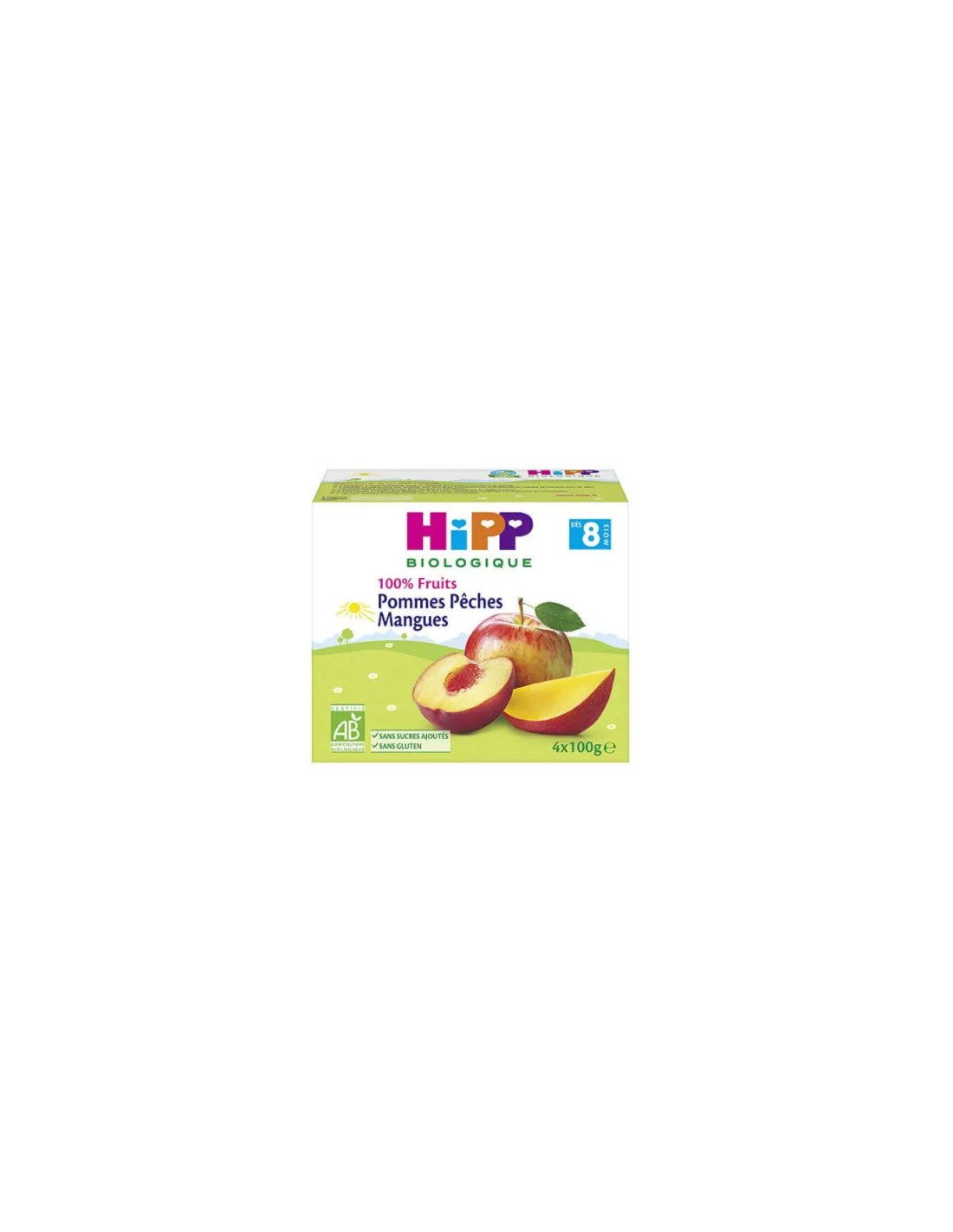 Hipp Biologique 100 Fruits Compote Pommes Peches Mangues Bio 4x100 G Des 8 Mois